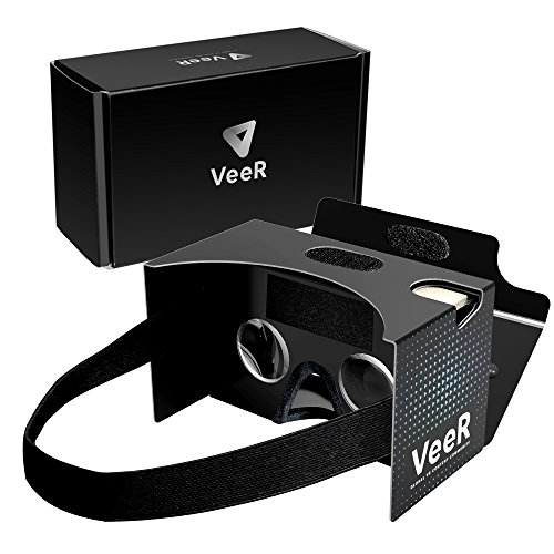 VeeR VR Cardboard 3D Virtual Reality Headsets for 360 Videos & Movies Compatible with Android, iOS & Windows Smartphones Within 3.5-6 inches (Black) - Inspired by Google Cardboard