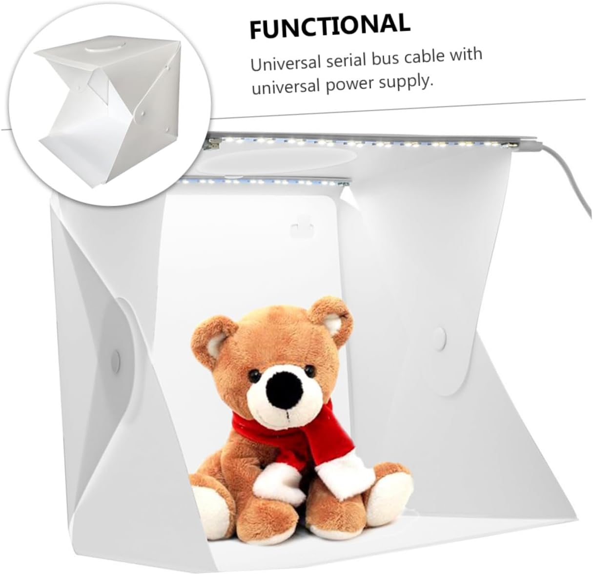 Folding Photography Light Box 40cm Small Portable LED Shooting Tent with Dual Light Strips and Two Color Backdrops for Product Photo Studio