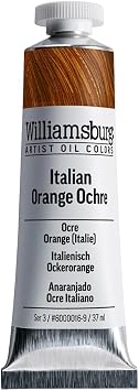 Williamsburg Artist Oil Colors by GOLDEN, Italian Orange Ochre, 37 ml tube, Professional Oil Paint, Semi-Opaque