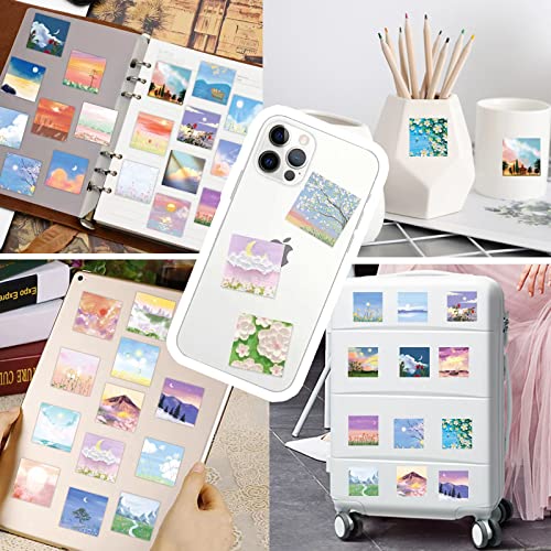 Hyhy Landscape Aesthetic Water Bottle Stickers, 50 Pcs Waterproof Painting Nature Stickers, Laptop Computer Phone Case Scrapbook Sticker Pack For Adults Teens Kids #TOP3