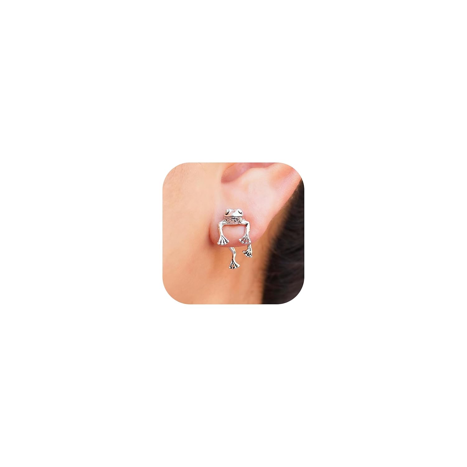 Frog Earrings for Women Valentines Day Gifts for Her Vintage Frogs Shaped Stud Earrings Funny Cute 3D Animal