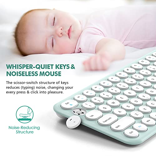 Wireless Keyboard and Mouse Combo,XTREMTEC 2.4GHz Quiet Slim Cute Round Keycap Compact Size Green Kawaii Cordless Retro Keyboard Mouse Set Home Office Accessories for Mac/Windows(Macaron Green) by xtremtec - Used condition - Image 3