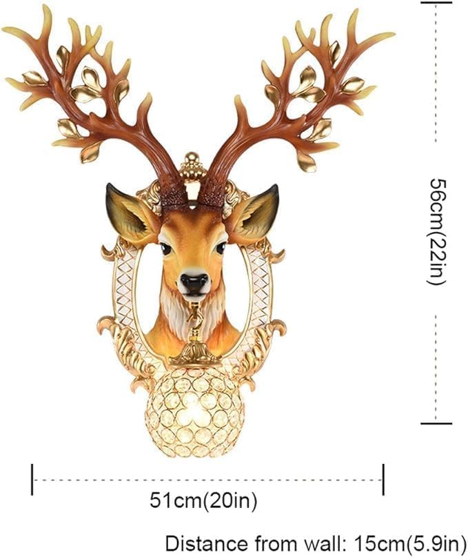Image of Jupiter Decor HUB Resin Deer Head Mounted Antique Decorative Wall Scone Light Lamp for Living Room,Bedroom and Office Wall Decoration|LED Night Lamp |Wall Mounted Home Decor Item with Light