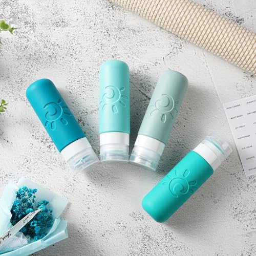 Image of Zafit Travel Bottles for Toiletries, TSA Approved Travel Containers 3oz Leak Proof Travel Tubs Refillable Liquid Travel Accessories for Shampoo Conditioner Lotion Body Wash(Multicolored H)