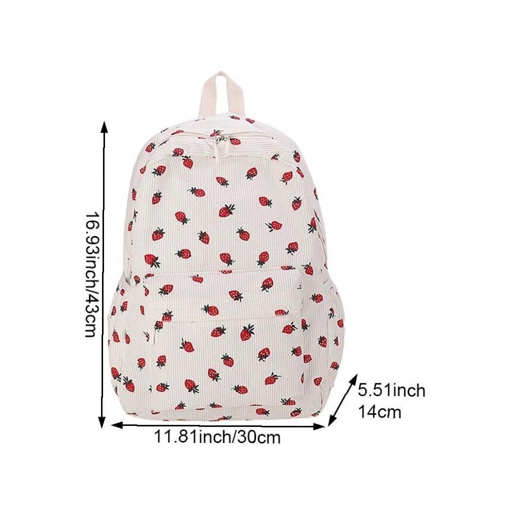 Amazon.co.jp: いちご柄 リュックサック 通学リュック コーデュロイ