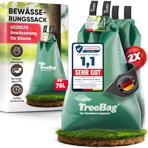 TreeBag Wassersack für Bäume 2 x 75L – UV-stabiler Baumbewässerungssack aus PVC – Effektiver Bewässerungssack Baum für Garten & Stadtgrün