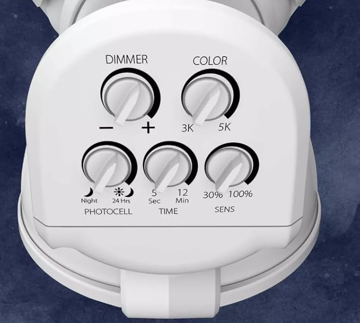 RAB LU160W Luminator Field-Adjustable Motion Sensing Floodlight, 3000K-5000K, Integrated Photocell (White)