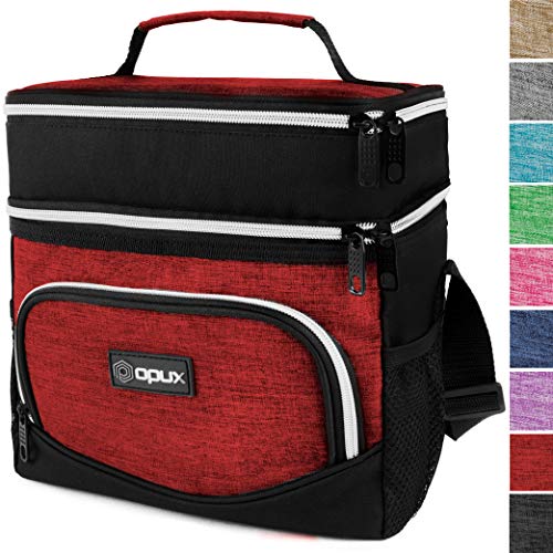 OPUX Premium Insulated Dual Compartment Lunch Bag for Men Women | Double Deck