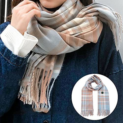 2PCS Heated Scarf Electric Heating Pads Neck Warmer, 3 Heating Levels Control, Winter Warming Scarf Unisex Gifts Fashionable (Light Pink+Dark Curry)3