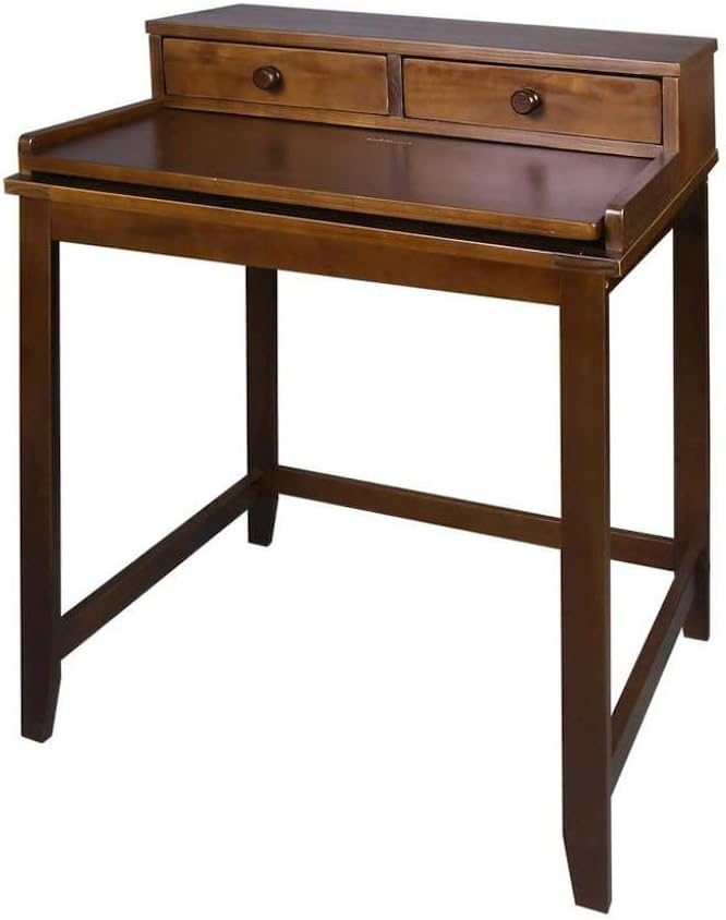 Solid Wood Computer Desk in Truffle Brown with Drawers, Hidden Compartment, Pull-Out Tray, and Magnetic Locking, Mid Century Modern Design