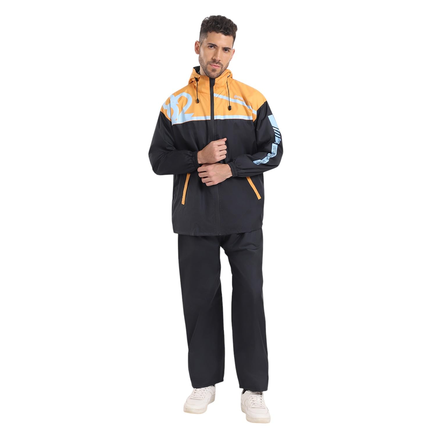 Citizen Hooded Raincoat for Men Women Waterproof for Bike Riders HT Micro TPU Fabric Lightweight Stylish Sealed Hood, Large Pockets, Heavy-Duty Zippers Rainwear with Carry Pouch-CR018