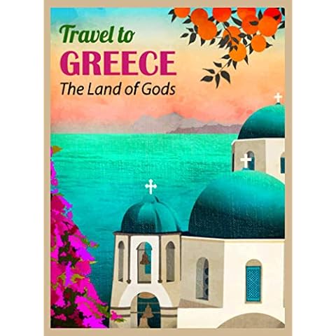 A SLICE IN TIME Greece Retro Travel Posters. Glossy Paper Prints for Walls. 10 x 13.5 inches. Shipped Flat with Cardboard Backing. (Greece (Land of the Gods)) Cover