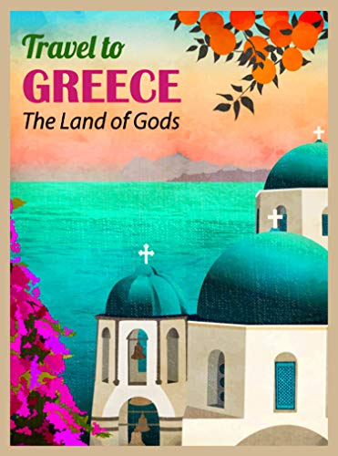 A SLICE IN TIME Greece Retro Travel Posters. Glossy Paper Prints for Walls. 10 x 13.5 inches. Shipped Flat with Cardboard Backing. (Greece (Land of the Gods))
