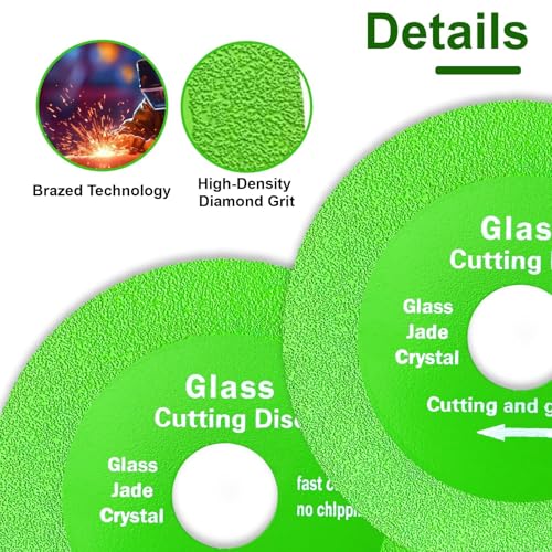 XRXYMQ 3 Stück Trennscheiben Ø125mm x 15mm Diamantscheibe 22.23 mm Innere Werkie Green Fine Scheibe Dünn Diamant Trennscheibe Glasschneider für Fliesen Glas Kristall Weinflaschen Porzellan