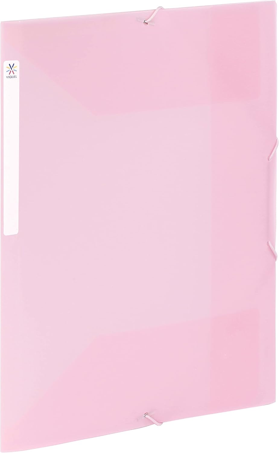 Viquel - Large Capacity Plastic 3 Flap Folder - A4 File Box with ID Label - Translucent Blue