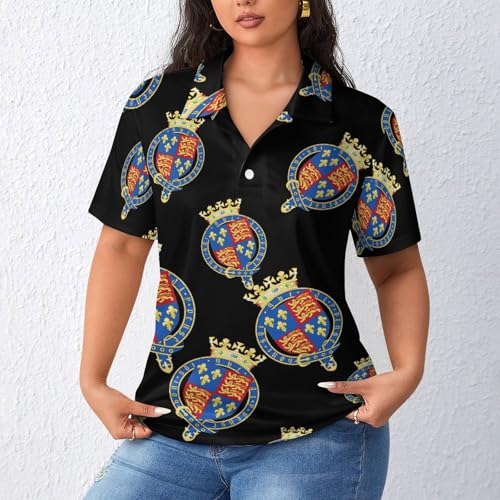 Polo de manga corta para mujer transpirable ropa de ocio casual con escudo de Inglaterra 2
