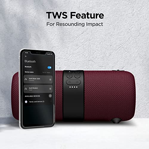 Image of Boat Stone 1200 14W Bluetooth Speaker with Upto 9 Hours Battery, RGB LEDs, IPX7 and TWS Feature(Maroon)
