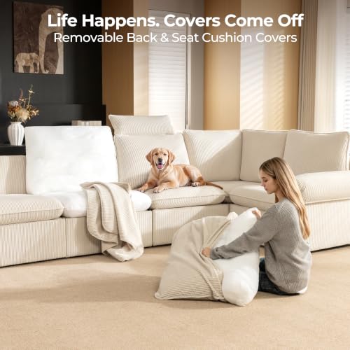 Image of CHIC HOUSE 117 inch 5-Seat L-Shaped Power Reclining Sectional Couch, Beige