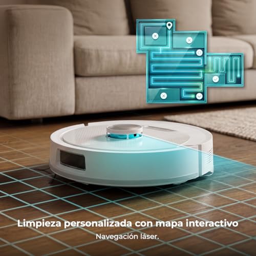 Miniatura 2 de Cecotec Robot Aspirador y Friegasuelos con Navegación Láser Conga M80 Pearl. Succión del Motor 25000Pa, Autonomía 240min, Cepillo Silicona para Mascotas, Bluetooth y WiFi, Control App