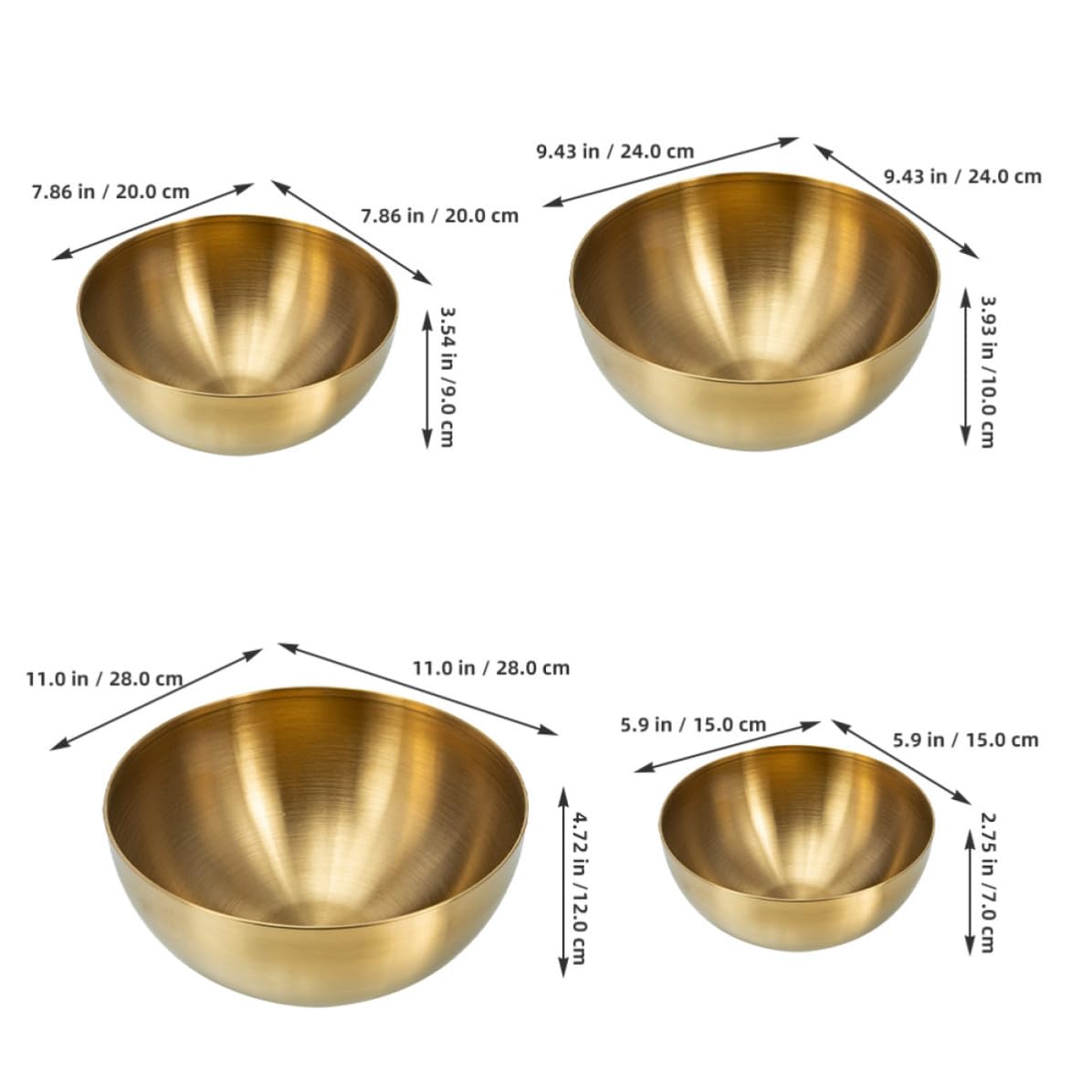 ABOOFAN 4 Pièces Bol à Salade en Acier Inoxydable, Grand Modèle Polyvalent