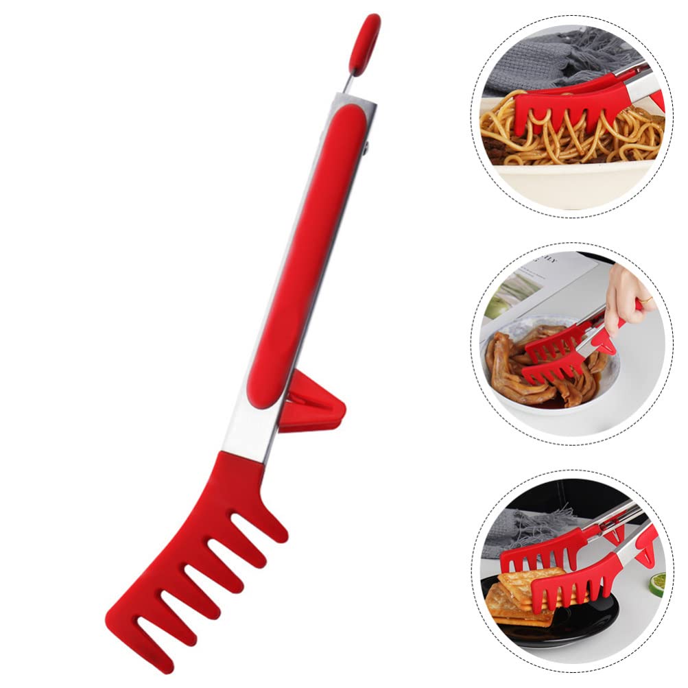 Pinzas para Espaguetis Cocina s Pinzas en Forma de Peine de Acero Inoxidable Plancha Filete Buffet Pasta Ensalada Pinzas para Servir Cocina Pinza para cocinar Alimentos Herramientas para Hornear Roj