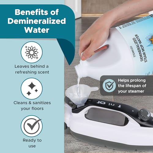 Image of Steam & Go Demineralized Water for Steam Mop - Clean Ocean Scent, 128 fl oz (1 gal) | Scented Floor Cleaner Solution, Ready-to-Use, Compatible with Any Steam Cleaner