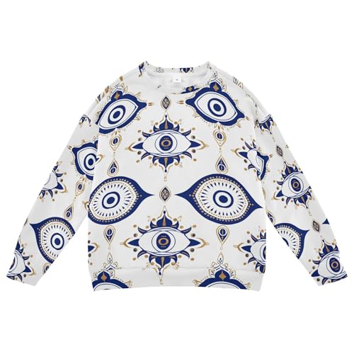 JUNZAN Retro Cartoon Evil Eyes Big Girls Hoodie Sweatshirt Fleece Boys Sweat Shirt Camping 4T