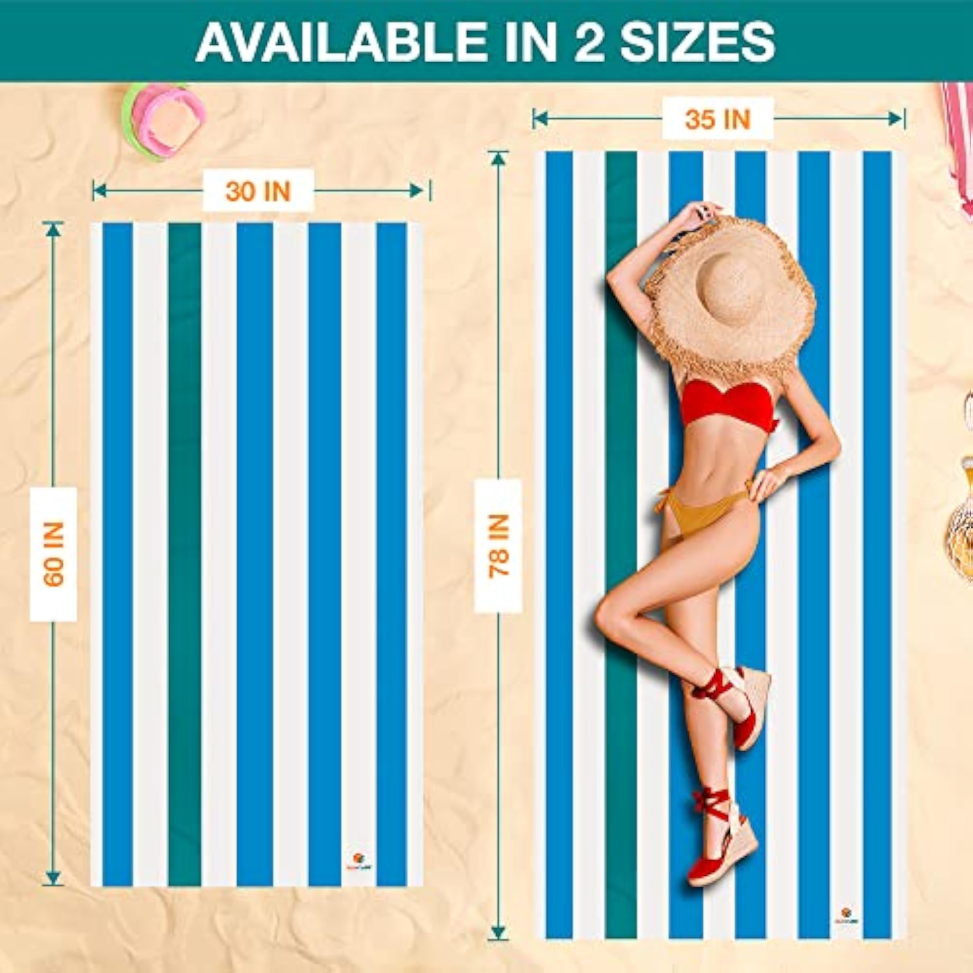 Microfiber Beach Towel for Travel, Quick Dry and Lightweight