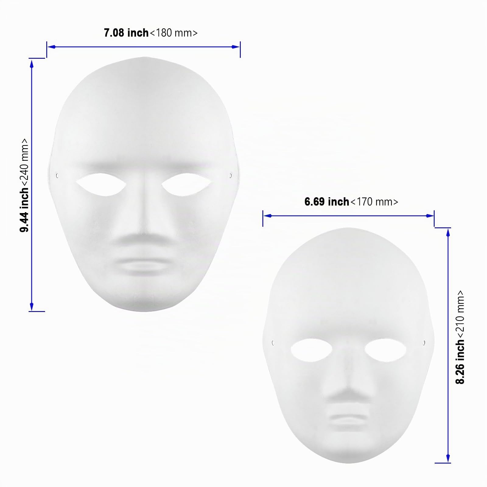 Set di 30 maschere bianche per uomo e donna, fascia elastica regolabile, ideali per carnevale, Halloween e decorazione