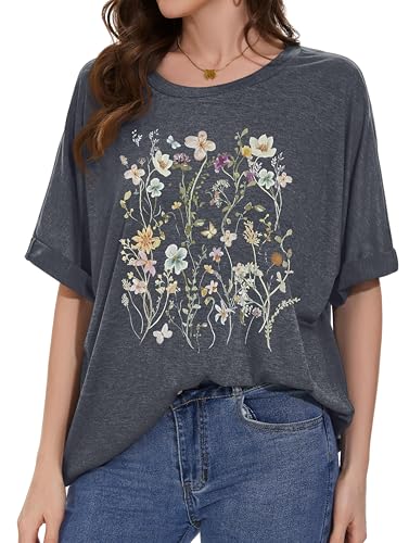 Oversized Tshirts for Women Summer Short Sleeve Casual Basic Tee Tops Loose Fit Shirts