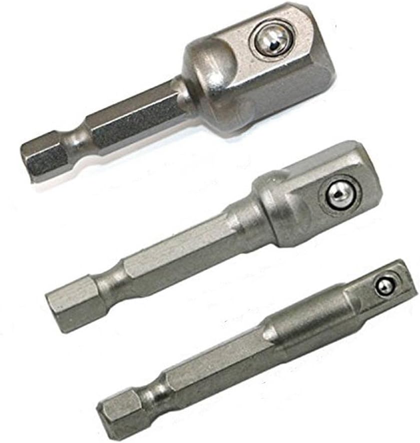 1/4'' 3/8'' 1/2'' Hex Power Drill Bit Driver Socket Bits Set Adapter Wrench Sleeve Extension Bar Electric Screwdriver Bits Tool-3pcs 1/4 3/8 1/2