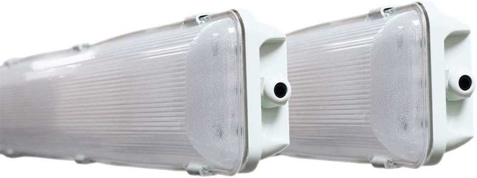 Orilis 4 FT 6500K 72W LED Vapor Tight Lights | Commercial Indoor/Outdoor Hardwired IP65 Waterproof Fixtures | 8000 Lumens | Detachable LED Strips (2-Pack)