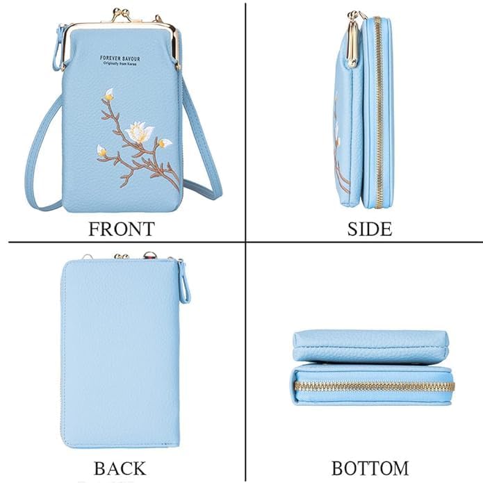Image of Women's Mobile Sling Bag Korean Style Mini Crossbody Phone Purse PU Leather Small Shoulder Bag for Girls Travel Wallet Pouch with Strap-Grey