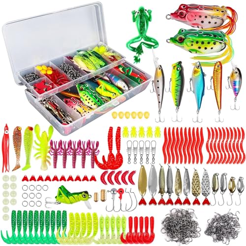Fishing Lures Kit for Freshwater Saltwater, Bait Tackle Box for Bass...