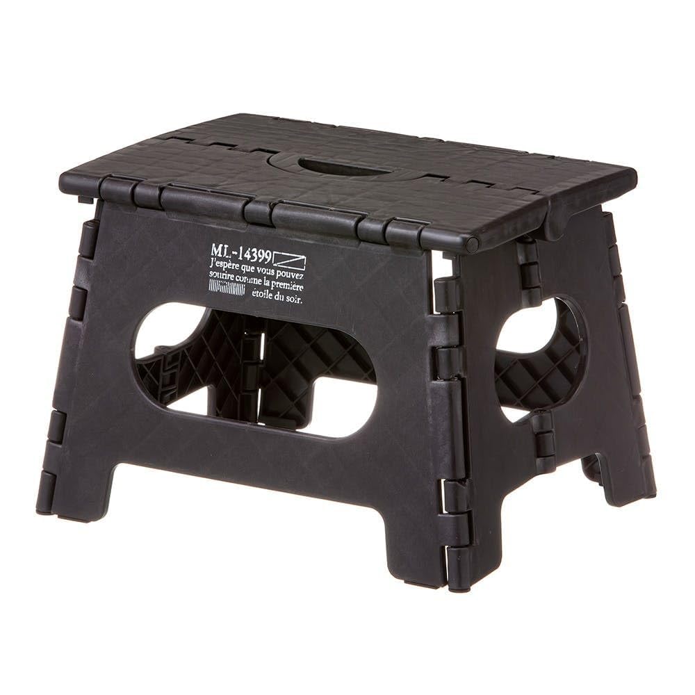 CAINZ Portable Folding Step Stool Width 12.6 inches (32 cm) Depth 9.8 inches (25 cm) Height 8.9 inches (22.5 cm) Black with Scratch Resistant Rubber Seat Step Stool Folding Stool-picture-45