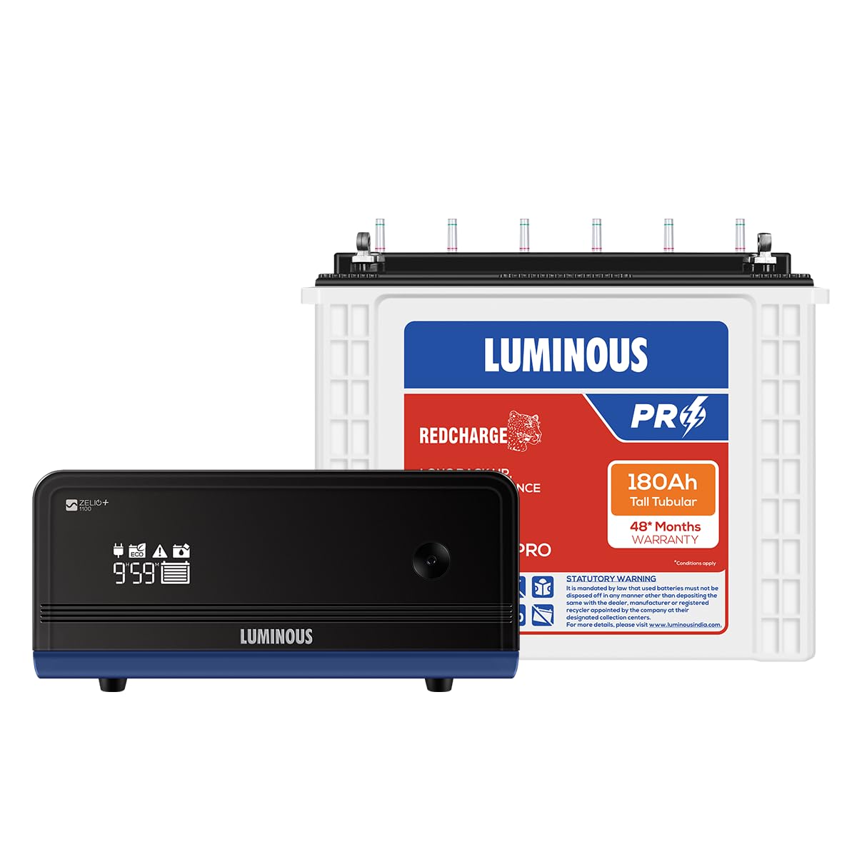 Luminous Inverter & Battery Combo (Zelio1100 Pure Sine Wave 900VA/12V Inverter with Red Charge RC24000 PRO 180Ah Battery) for Home, Office & Shops-picture-17