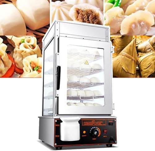 Commercial Electric Bun Steamer - Hot Food Warmer with Temperature Control for Restaurants, Buffets & Stores - Perfect for Steaming Delicious Buns