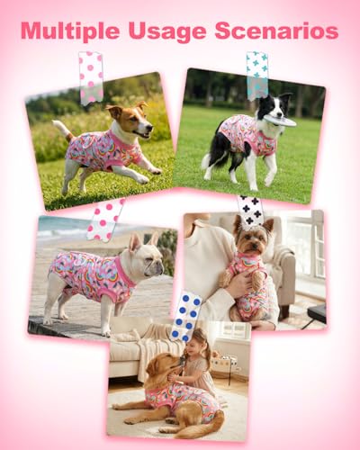 Image of CuteBone Rainbow Pet Surgery Recovery Suit for Large Dogs Cats, Surgical Onesie for Female Pets, Anti-Licking Wound Suit E-Collar Alternative Post Operative Wear SSF17XL