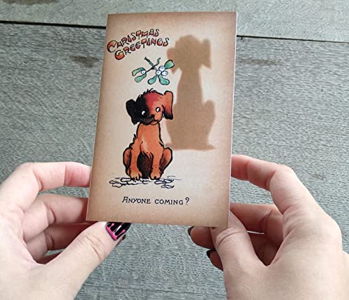 Image of PIXILUV CUTE CHRISTMAS (Pack of 12) Notecards Small Greeting Cards # Cute Cartoon Kids and Their Shadows ~ Vintage Christmas Postcards Reprint
