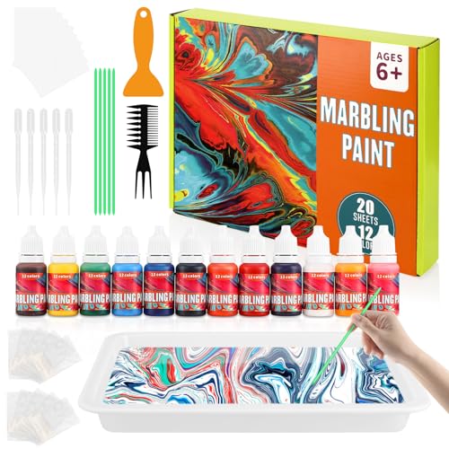 Collazoey Pintura con Mármol de Agua, Manualidades Kit de Pintura Niños, para Niños de 3 años en adelante, Pintura de Mármol de Agua para Regalos Ideales