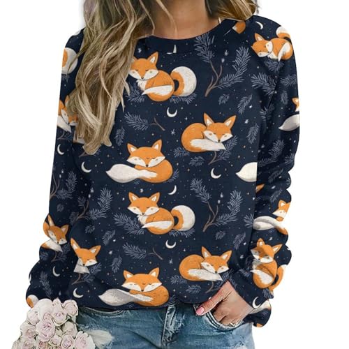 Sweat-shirt confortable femme col rond contre le froid : hauts graphiques à manches longues