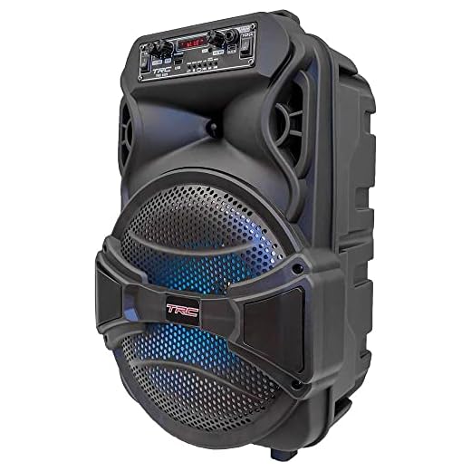 Caixa de Som Amplificada Portátil TRC 5529 com Alça, Bluetooth, Entrada USB, Iluminação em Led e Microfone com Fio – 290 W RMS, Black