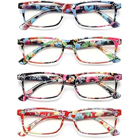 YTDBNS Reading Glasses for Women with Pattern Print 4 Pack Computer Blue Light Blocking Glasses Fashion Ladies Readers with Spring Hinge, 2.25 Cover