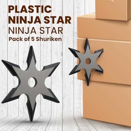 Image of Plastic Ninja Star Toy Set - Pack of 5 Safe ABS Throwing Shuriken for Kids | Anime-Inspired Roleplay & Cosplay | Durable, Lightweight, Party Favors | Boys & Girls Outdoor Toys