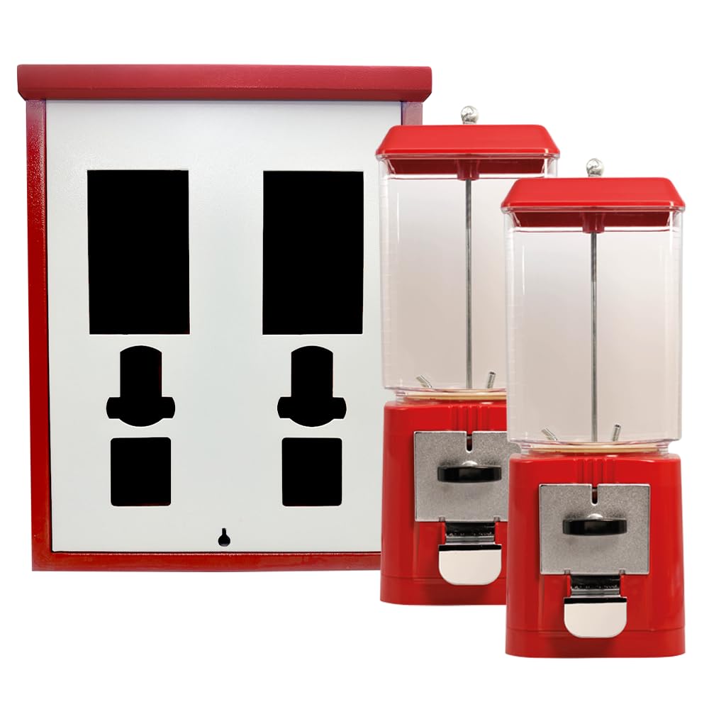 2 Tierfutterautomaten rot inkl. Schachtgehaeuse für Schloss oder Schraube