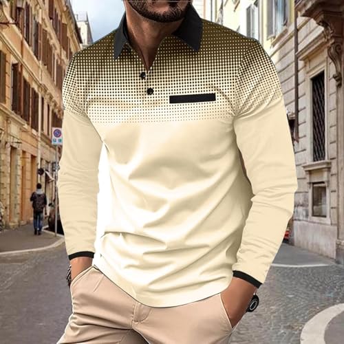 DEEX Men's Polo Shirts Long Sleeve Casual Fashion Polo Tee Shirts Color Block Slim Fit Golf Polo Shirt with Pocket - Image 3