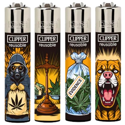 4 x Clipper Lighters HIGH TILL I DIE Design Set Silver Top Gas Refillable Lighter Standard Size Replaceable Flint Rare Limited Edition