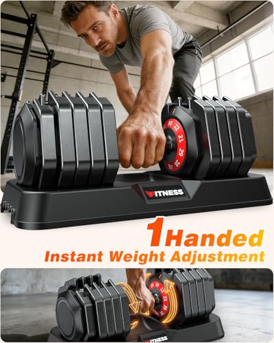 Image of XDDIAS Adjustable Dumbbells Set of 2 for Strength Training, One-Hand Quick Adjust, 25 /55 /80 /90 lbs Options, Anti-Slip Grip Handle, Compact Home Gym Weights for Men Women