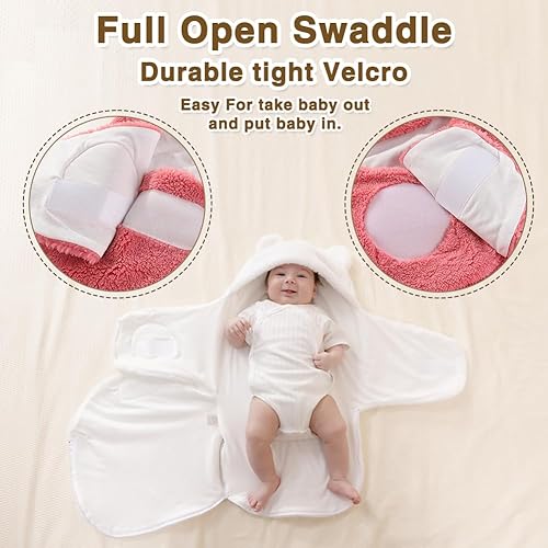 Image of AiWMGL Baby Swaddle Boys Girls 3-6 Months Fleece Winter Warm Adjustable Newborn Swaddling Wrap Soft Blanket Sleeping Sacks Infant