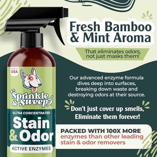 Image of Sprinkle & Sweep: Pet Stain & Odor Enzyme Spray - 32oz - No Scrubbing Concentrated Formula, Dog & Cat Urine & Mess Destroyer, Carpet Spot Cleaning